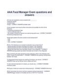 AAA Food Manager Certification Exam Questions and Answers &ndash; Complete Study Guide and Practice Exam Material
