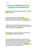 RELIAS RN PHARMACOLOGY TEST A &NewLine;QUESTIONS AND ANSWERS 2025 