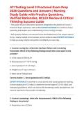 ATI Testing Level 2 Proctored Exam Prep 2026 Questions and Answers &vert; Nursing Study Guide with Practice Questions&comma; Verified Rationales&comma; NCLEX Review & Critical Thinking Success Guide