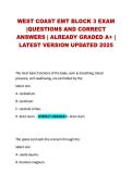 WEST COAST EMT BLOCK 3 EXAM &NewLine;&vert;QUESTIONS AND CORRECT &NewLine;ANSWERS &vert; ALREADY GRADED A&plus; &vert; &NewLine;LATEST VERSION UPDATED 2025 