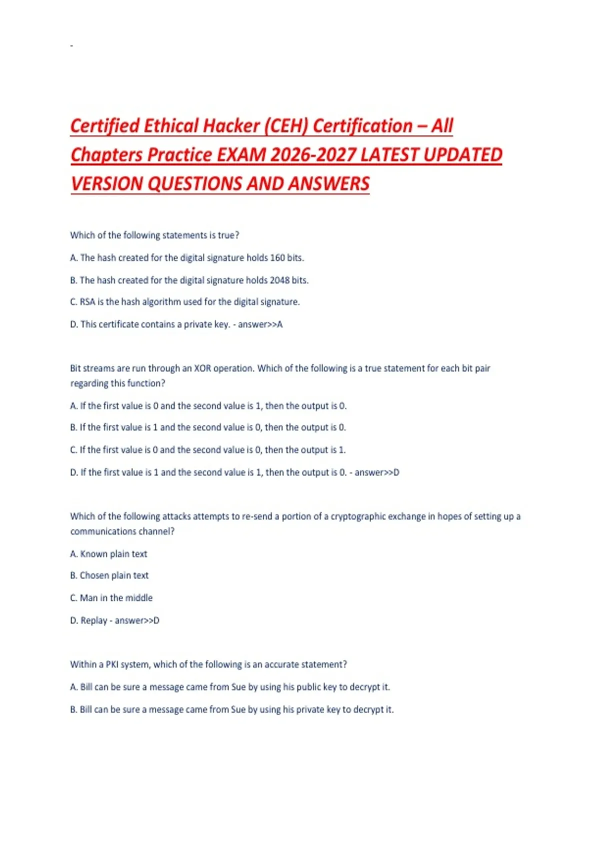 Certified Ethical Hacker (CEH) Certification – All Chapters Practice ...