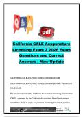 CALE California Acupuncture Licensing Exam 2 &lpar;2026&rpar; &vert; 450&plus; Practice Questions & Verified Answers &vert; Acupuncture Theory&comma; Herbal Medicine&comma; Point Location&comma; TCM Diagnosis & Clinical Applications &vert; California Acupuncture