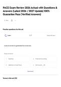 PACE Exam Review 2026 Actual with Questions & Answers &lpar;Latest 2026 &sol; 2027 Update&rpar; 100&percnt; Guarantee Pass &lpar;Verified Answers&rpar;