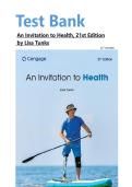 Test Bank An Invitation to Health&comma; 21st Edition by Lisa Tunks&period; All Chapters Covered&vert;100&percnt; Verified Answers&vert; Latest Edition&vert;ISBN 978-0357973707&NewLine;