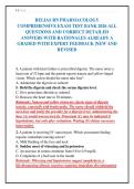 RELIAS RN PHARMACOLOGY&NewLine;COMPREHENSIVE EXAM TEST BANK 2026 ALL&NewLine;QUESTIONS AND CORRECT DETAILED&NewLine;ANSWERS WITH RATIONALES ALREADY A&NewLine;GRADED WITH EXPERT FEEDBACK &vert;NEW AND&NewLine;REVISED