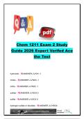 CHEM 1211 Exam 2 Study Guide &lpar;2026&rpar; &vert; 300&plus; Practice Questions and Answers &vert; Chemical Nomenclature&comma; Mole Conversions&comma; Empirical Formulas&comma; Stoichiometry&comma; Solubility Rules & Chemical Reactions