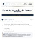 Maternal Newborn Nursing Key Concepts & Mnemonics Examination 2026&sol;2027 &vert; Verified Answers & Detailed Rationales &vert; NGN Nursing Review &vert; Grade A Study Guide