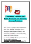 Chemistry Exam 2 Review &lpar;2026&rpar; &vert; 300&plus; Practice Questions and Answers &vert; Matter&comma; Atomic Structure&comma; States of Matter&comma; Gas Laws&comma; Chemical Bonding&comma; Reactions & Acids and Bases