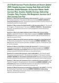 Life & Health Insurance Practice Questions and Answers Updated 2026 &vert; Complete Insurance Licensing Study Guide with Verified Questions&comma; Detailed Rationales&comma; Life Insurance Policies&comma; Health Insurance Plans&comma; Annuities&comma; Disability Coverage&comma; Underwriting Prin