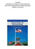 Test Bank for Essentials of Accounting for Governmental and Not-for-Profit Organizations 15th Edition by Paul Copley A&plus;