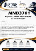 MNB3701 Assignment 3 PORTFOLIO &lpar;ANSWERS&rpar; Semester 1 2026 - DISTINCTION GUARANTEED