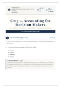 C213 Accounting for Decision Makers WGU OA Preparation 2026&sol;2027 Test Bank with Verified Answers and Detailed Rationales Grade A