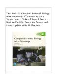 TEST BANK FOR Campbell Essential Biology With Physiology 6th Edition By Eric J&period; Simon&comma; Jean L&period; Dickey & Jane B&period; Reece ISBN&colon;9781292307282 COMPLETE GUIDE All CHAPTERS COVERED 100&percnt; VERIFIED A&plus; GRADE ASSURED&excl;&excl;&excl;&excl;&excl; NEW LATEST UPDATE&excl;&excl;&excl;&excl;&excl;