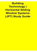 Building Technology Horizontal Sliding Window Systems JPT Study Guide 2025&sol; 2026 Comprehensive Review Practice Questions Exam Review Test Bank with Solution