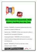 GIA Diamond Essentials 2026 Certification Exam &vert; 200&plus; Practice Questions and Verified Answers &vert; Diamond Grading&comma; 4Cs&comma; Gemology Terms&comma; Clarity Analysis&comma; Cut Evaluation & Jewelry Sales