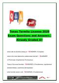 Texas Termite License Exam 2026 &vert; 250&plus; Practice Questions and Already Graded A&plus; Answers &vert; Termite Identification&comma; Wood-Destroying Insects&comma; Termiticides&comma; Inspection Procedures & Structural Pest Control Certification