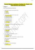 Financial Markets & Institutions Test Bank 10 - Chapter 1 & 2 Exam Questions with Solutions&period;