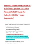 Minnesota Residential Energy Inspector &NewLine;Exam Practice Questions And Correct &NewLine;Answers &lpar;Verified Answers&rpar; Plus &NewLine;Rationales 2026 Q&A &vert; Instant &NewLine;Download Pdf 