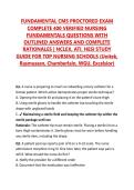 FUNDAMENTAL CMS PROCTORED EXAM COMPLETE 400 VERIFIED NURSING FUNDAMENTALS QUESTIONS WITH OUTLINED ANSWERS AND COMPLETE RATIONALES &vert; NCLEX&comma; ATI&comma; HESI STUDY GUIDE FOR TOP NURSING SCHOOLS &lpar;Unitek&comma; Rasmussen&comma; Chamberlain&comma; WGU&comma; Excelsior&rpar;