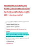 Minnesota Real Estate Broker Exam &NewLine;Practice Questions And Correct Answers &NewLine;&lpar;Verified Answers&rpar; Plus Rationales 2026 &NewLine;Q&A &vert; Instant Download Pdf 