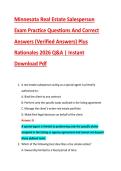 Minnesota Real Estate Salesperson &NewLine;Exam Practice Questions And Correct &NewLine;Answers &lpar;Verified Answers&rpar; Plus &NewLine;Rationales 2026 Q&A &vert; Instant &NewLine;Download Pdf