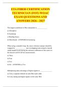 ETA FIBER CERTIFICATION &NewLine;TECHNICIAN &lpar;FOT&rpar; WOAC &NewLine;EXAM QUESTIONS AND &NewLine;ANSWERS 2026 - 2027