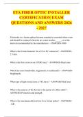 ETA FIBER OPTIC INSTALLER &NewLine;CERTIFICATION EXAM &NewLine;QUESTIONS AND ANSWERS 2026 - 2027 