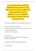 NYC ASSOCIATE BENEFIT &NewLine;OPPORTUNITY SPECIALIST &NewLine;PRACTICE EXAM COMPLETE &NewLine;&lpar;100 QUESTIONS WITH &NewLine;OBJECTIVELY CORRECT &NewLine;ANSWERS AND DETAILED &NewLine;RATIONALES&rpar; 