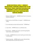 NCCER ELECTRICAL LEVEL 1 - MODULE 1 &NewLine;OCCUPATIONAL OVERVIEW&comma; ORIENTATION TO THE &NewLine;ELECTRICAL TRADE&comma; CONSTRUCTION EDUCATION &NewLine;STANDARDS & SAFETY FOR ELECTRICIANS &NewLine;COMPLETE EXAM STUDY QUESTIONS WITH &NewLine;VERIFIED ANSWERS