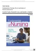 Test Bank - For Fundamentals of Nursing&colon; The Art and Science of Person-Centered Care 9th Edition by Carol R&period; Taylor&comma; All Chapters &vert; Complete Guide A&plus;