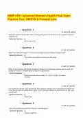 NRNP 6551 Advanced Women's Health Final Exam Practice Test&colon; OB&sol;GYN & Prenatal Care