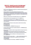 HSA 312 - Health Insurance And Managed Care &num;2 Exam With Complete Answers