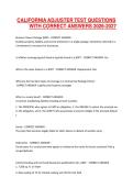 CALIFORNIA ADJUSTER TEST QUESTIONS WITH CORRECT ANSWERS 2026-2027
