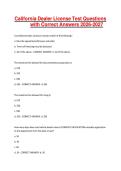 California Dealer License Test Questions with Correct Answers 2026-2027