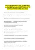 CALIFORNIA RBS EXAM &lpar;COMBINED LARGE DATABANK&rpar; QUESTIONS WITH CORRECT ANSWERS 2026-2027&NewLine;