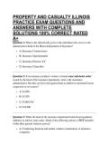 PROPERTY AND CASUALTY ILLINOIS PRACTICE EXAM QUESTIONS AND ANSWERS WITH COMPLETE SOLUTIONS 100&percnt; CORRECT RATED A&plus;