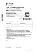 OCR AS Level Maths B June 2025 Paper 2 Printed Answer Booklet