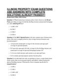 ILLINOIS PROPERTY EXAM QUESTIONS AND ANSWERS WITH COMPLETE SOLUTIONS ALREADY PASSED&excl;&excl;&excl;