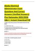 Alaska Electrical &NewLine;Administrator Exam &NewLine;Questions And Correct &NewLine;Answers &lpar;Verified Answers&rpar; &NewLine;Plus Rationales 2025&sol;2026 &NewLine;Q&A &vert; Instant Download Pdf 