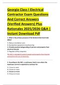 Georgia Class I Electrical &NewLine;Contractor Exam Questions &NewLine;And Correct Answers &NewLine;&lpar;Verified Answers&rpar; Plus &NewLine;Rationales 2025&sol;2026 Q&A &vert; &NewLine;Instant Download Pdf 