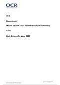 OCR A Level Chemistry A June 2025 H432-01 Paper 1 Periodic Table Elements and Physical Chemistry Mark Scheme