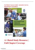 Test Bank &ndash; Automotive Service ManagementGraded A&plus; Study Guide &vert; Complete Chapters Included &vert; Updated Edition