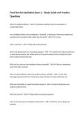 Food Service Sanitation Exam 1 &ndash; Study Guide and Practice Questions