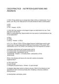 CSCS PRACTICE - NUTRITION QUESTIONS AND ANSWERS