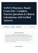 NAPLEX Pharmacy Board Exam 2026   Complete Practice Questions & Clinical Calculations with Verified Answers