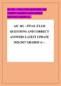 AIC 301 &ndash; FINAL EXAM QUESTIONS AND &NewLine;CORRECT ANSWERS LATEST UPDATE &NewLine;2026&sol;2027 GRADED A&plus; &period; 