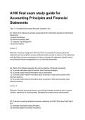 A100 final exam study guide for Accounting Principles and Financial Statements&period;&NewLine;&NewLine;