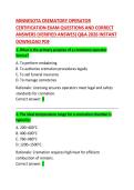 MINNESOTA CREMATORY OPERATOR CERTIFICATION EXAM Questions and Correct Answers &vert; Complete Funeral Services Operations Study Guide