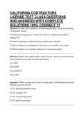 CALIFORNIA CONTRACTORS LICENSE TEST CLASS QUESTIONS AND ANSWERS WITH COMPLETE SOLUTIONS 100&percnt; CORRECT &excl;&excl;&excl;