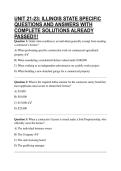 UNIT 21-23&colon; ILLINOIS STATE SPECIFIC QUESTIONS AND ANSWERS WITH COMPLETE SOLUTIONS ALREADY PASSED&excl;&excl;&excl;